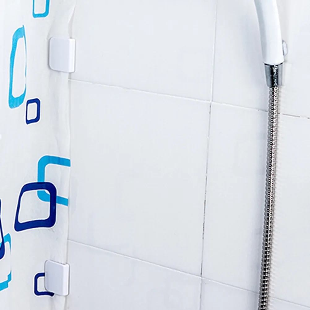 6Pcs Anti-Spill Shower Curtain Clips Self-Adhesive Backing for Smooth Walls Tiles Wind Resistant Bathroom Drape Holders