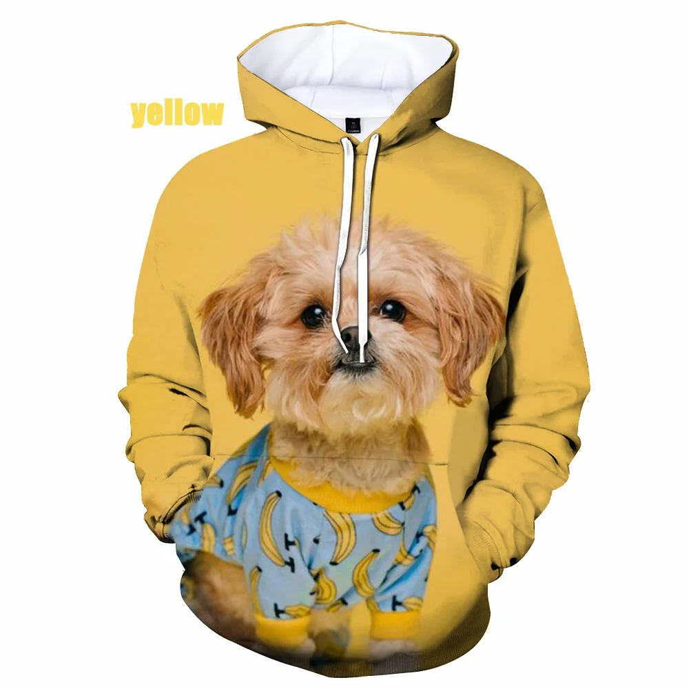 Funny Animal Men's Hoodie Cute Shih Tzu Dog 3D Printed Hoodies  Sweatshirts Casual Hip Hop Oversized Clothing