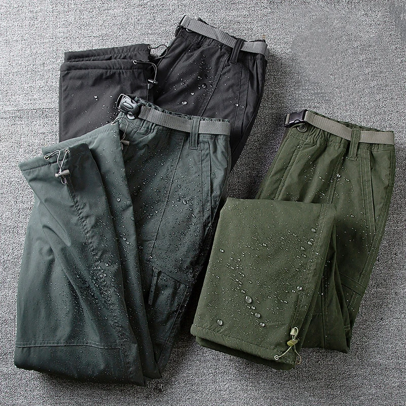Herren Winter Winddichte Cargo-Hose mit Fleece-Futter, Outdoor Wasserdichte Warme Hose, Gerade Geschnittene Lässige Weite Hose mit Mehreren Taschen – Detail 2