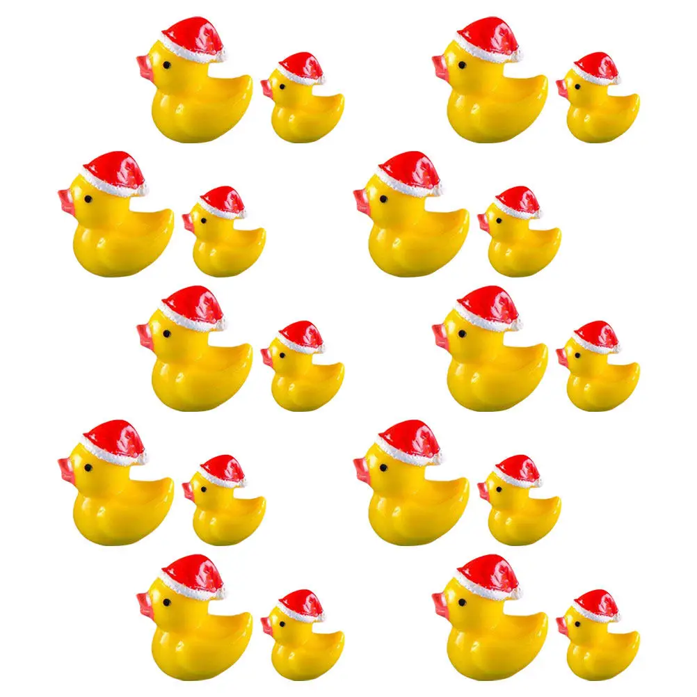 

Набор из 20 миниатюрных фигурок уток из смолы, рождественская тематика, для микроландшафта, террариума, бонсай, сада, настольного декора, крошечные фигурки животных из смолы