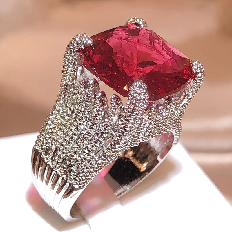 Classic Luxury Real Solid Silver Color Ring 3Ct AAA+ Zircon Wedding Jewelry Ring Engagement For Women Girls Gift — zdjęcie 5