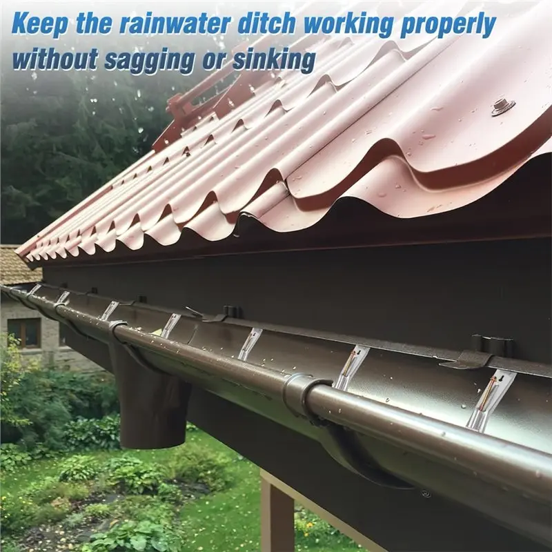 AT63-Gutter Clip Quick Screw, 10Pcs 5 Inch Gutter Hangers With A Pre-Inserted Rust Screw, Gutter Bracket Come