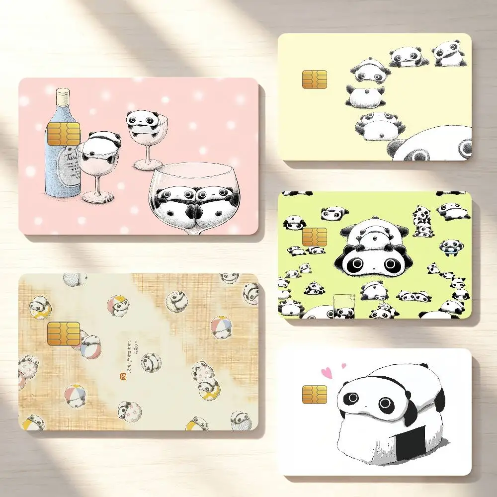 Cute T-Tarepanda Cartoon Credit Card Sticker Waterproof Anti-Scratch 4PCS Bank Debit Traffic Cover Decoration