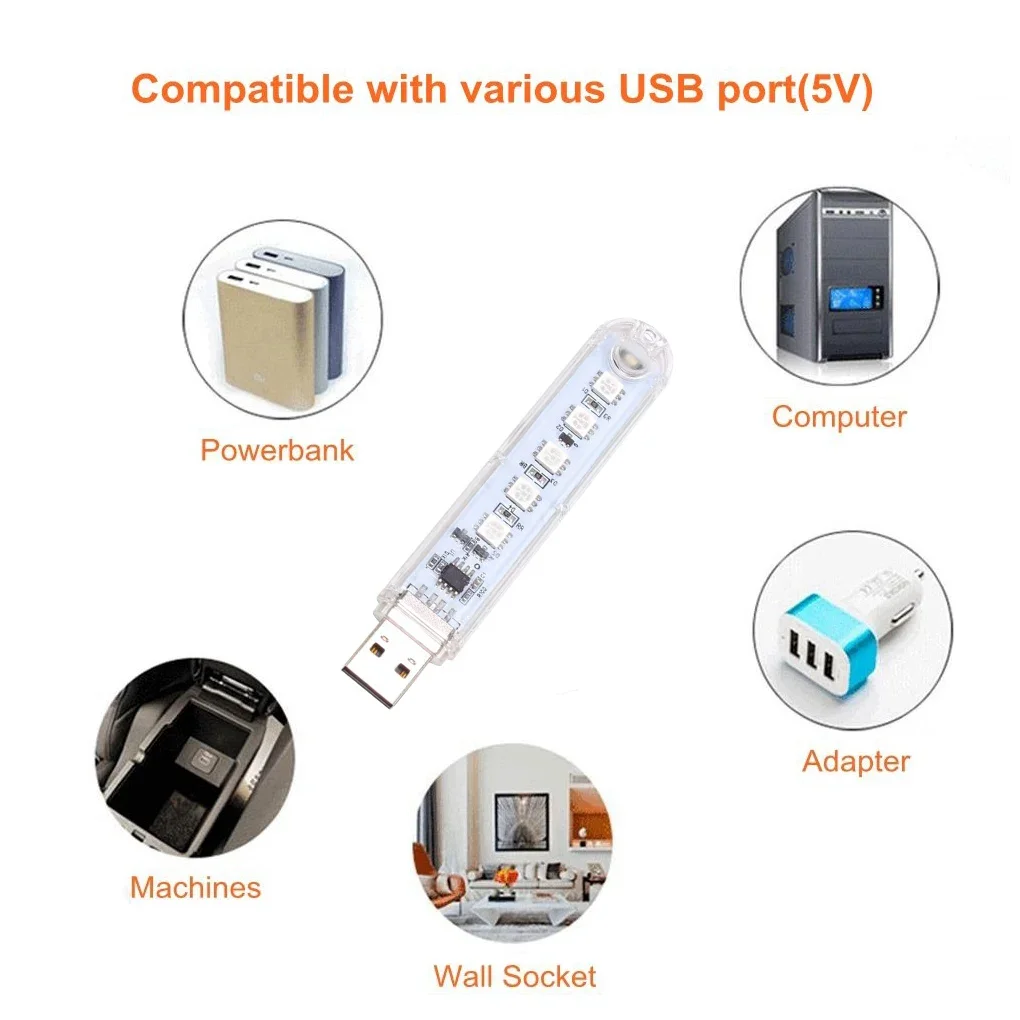 RGB USB บรรยากาศแถบไฟ LED ตกแต่ง Night Tubelight Party เทศกาล