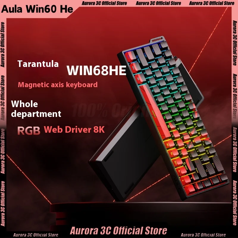 AULA Win60 Win68 HE Magnetic Switch Mechanical Keyboard Wired Keyboard Custom Rate 8000Hz Polling RT0.02 SOCD For Valorant Gamer