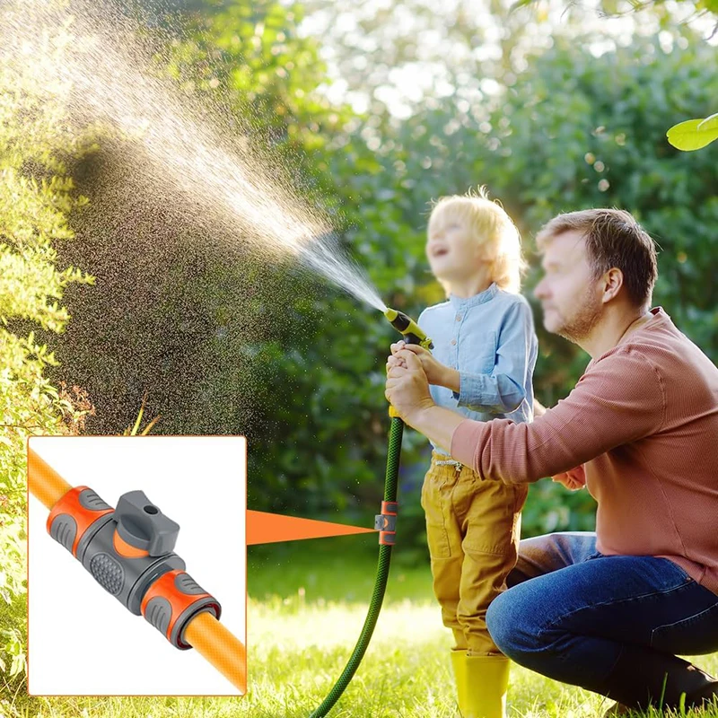 Double Male Hose Connectors 1/2Inch Double Male Hose-End Connector with Valve Plastic Hose End Connector Extender for Garden