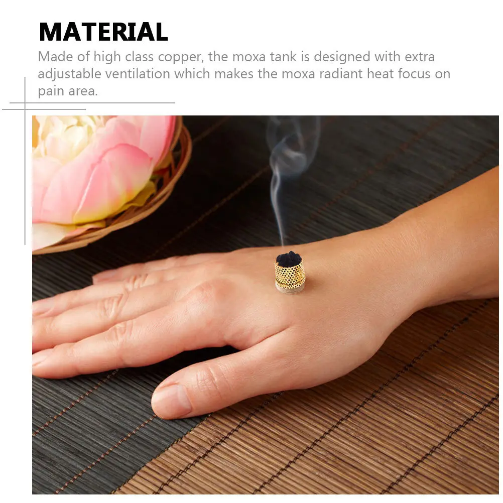 

8Pcs Copper Moxibustion Boxes Thicken Smokeless Anti-Scald Moxa Device for Pain Relief Arthritis Neck Shoulder Therapy Tool