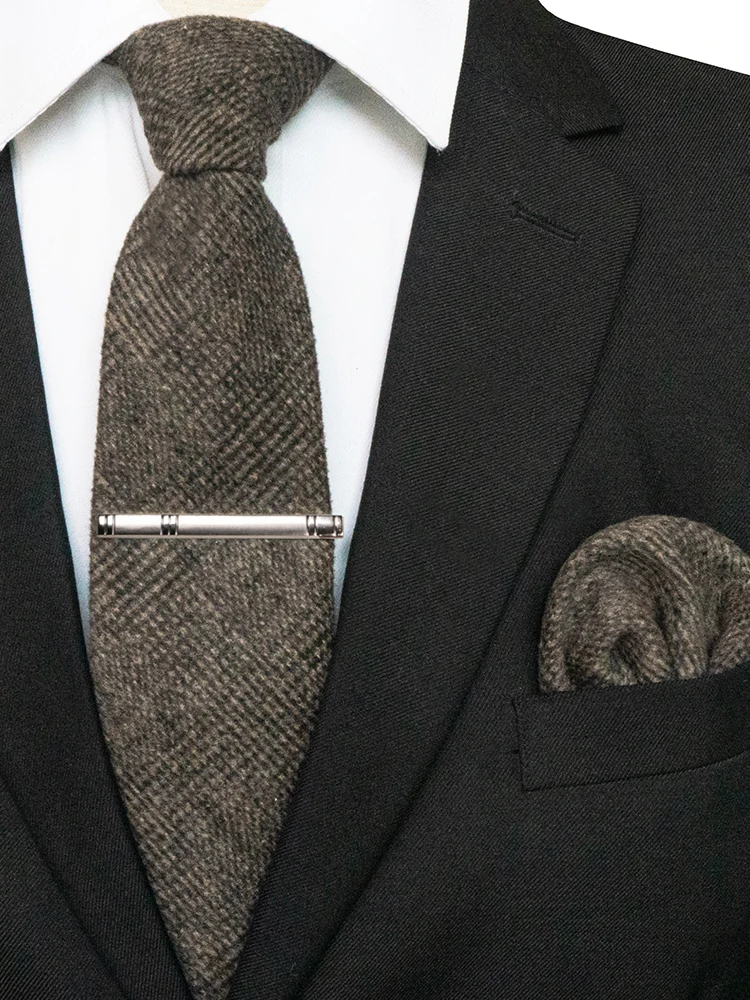 Set Dasi Wol Pria Berkualitas Tinggi Katun Solid Buatan Tangan Dasi dan Saputangan untuk Pernikahan Bisnis Pesta Jas Kemeja Hadiah Aksesori