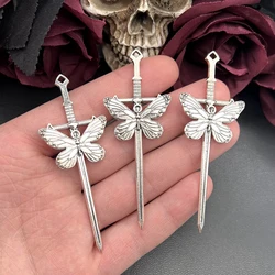 3pcs 78*28mm New Alloy Charm Butterfly Sword Charms Pendant Designer Charms for Jewelry Making DIY Jewelry Findings