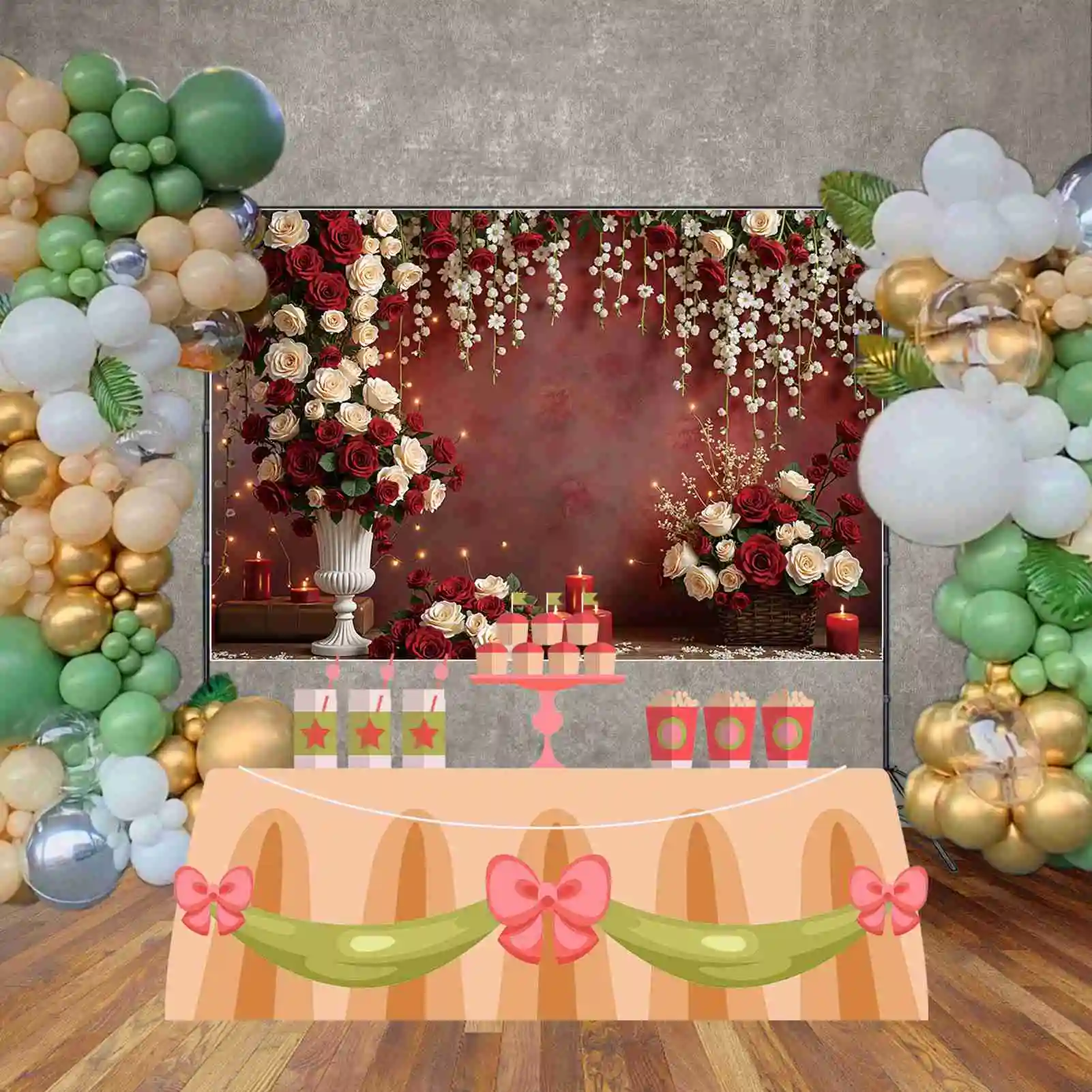 MOON.QG عيد الحب خلفية معلقة زهرة الورد متجر الطوب جدار فوتوزون خلفية عاشق ديكور الحفلات التصوير الملحقات