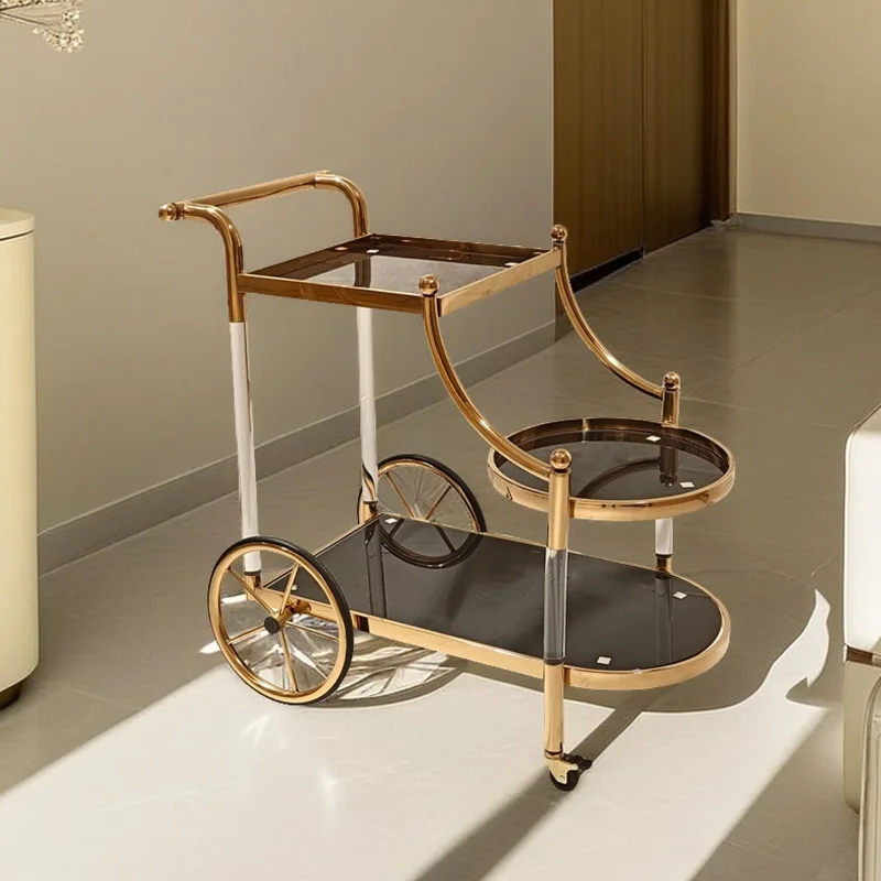 Imagen 3: Carrito de almacenamiento móvil de tres niveles de lujo ligero de acero inoxidable LH