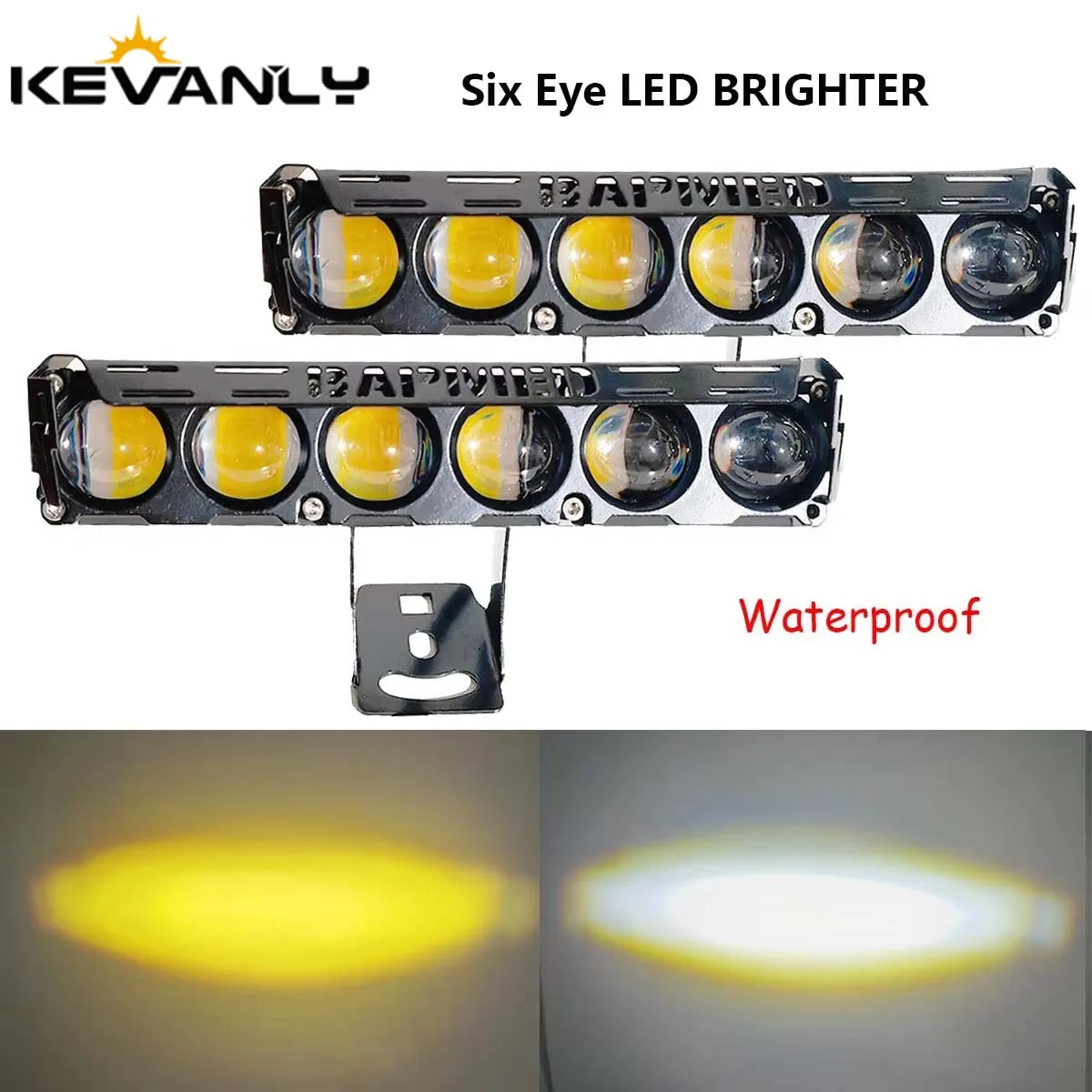 

6 Lens Motorcycle LED Spotlight Dual Color Hi/Low Beam Driving Fog Lamp For Trucks SUV UTV 12V 24V Mini Lens Auxiliary Headlight