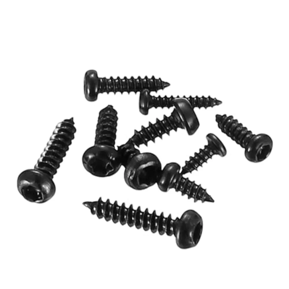 100 Stück schwarze Torx-Rundkopf-Blechschrauben, Holzschrauben für Kunststoff und Weichmetall, M2, M2.3, M2.6, M3, Befestigungssatz