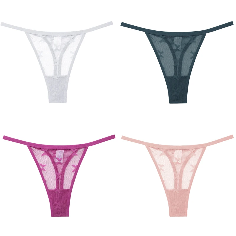 Finetoo 4 teile/satz Spitze Tangas sexy niedrige Taille Bikini Höschen S-XL Spitze G-String Unterhose bequeme T-Back Unterwäsche Dessous