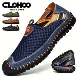 CLOHOO Men's Mesh Breathable Lightweight Shoes Non Slip Sandals Hiking Climbing Shoes Casual Rubber Sole Stitching Sneaker