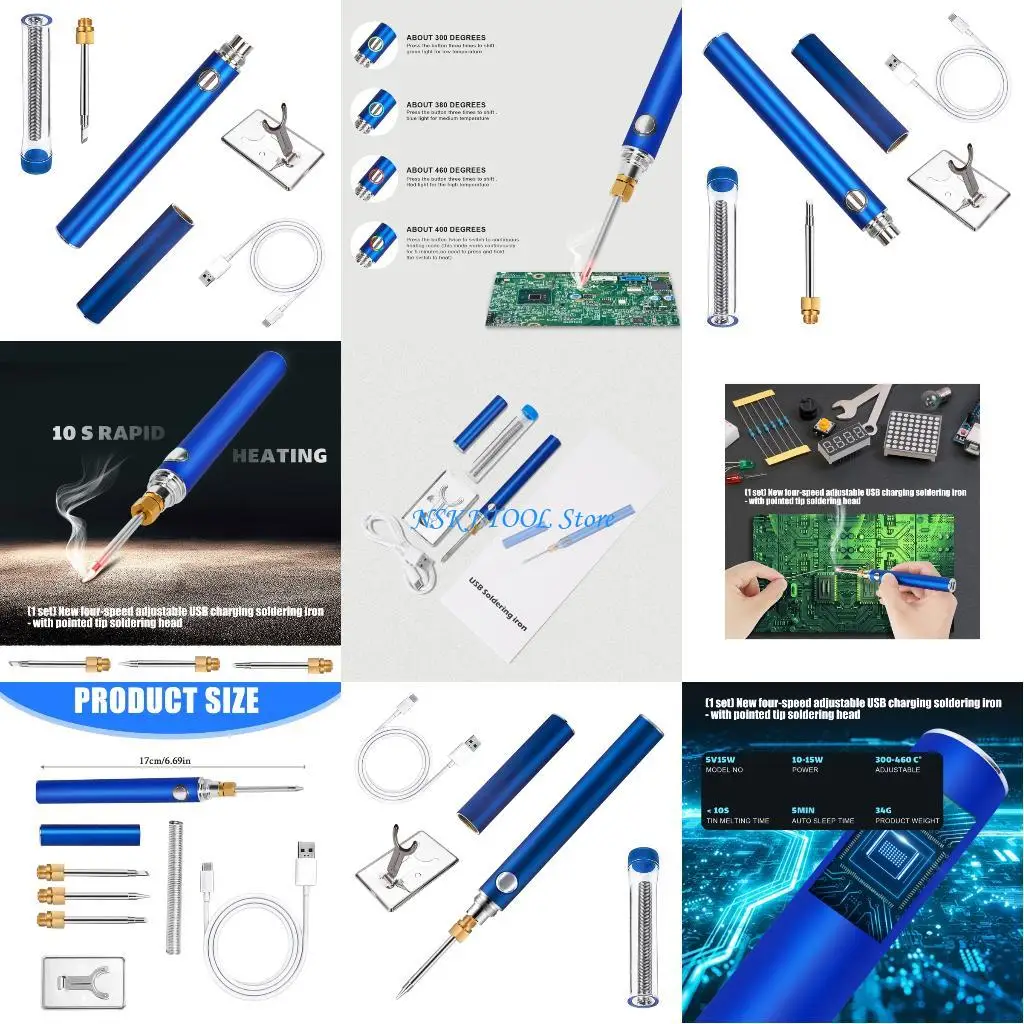 

L8RC Portable Welding Iron USB Charging Four Gear Adjustable Temperature Comfortable Grip for Efficient Operations Fast Heating