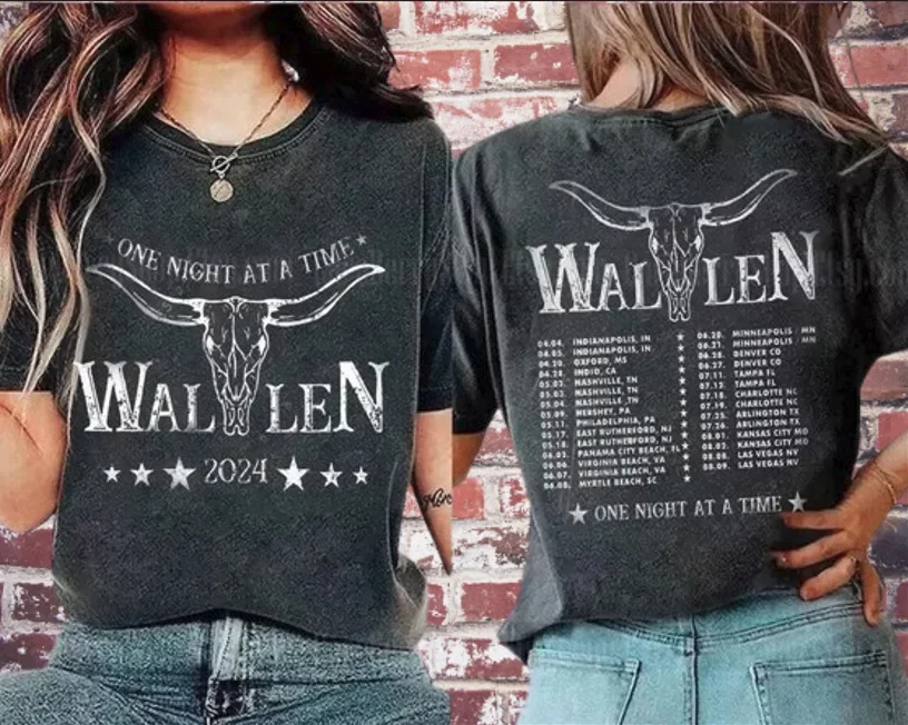 Morgan Wallen Tour 2024 One Night At A Time Tour Country Music T Shirt Black Gif