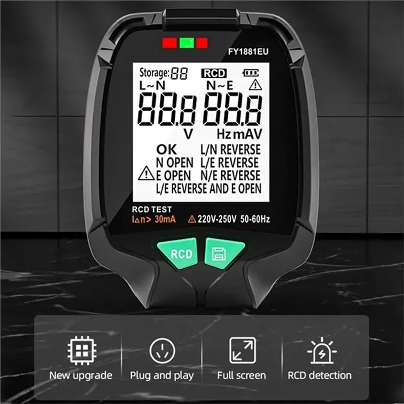US Plug Ground Neutral Socket Tester FY1881 Digital Voltage Test Polarity Phase Check