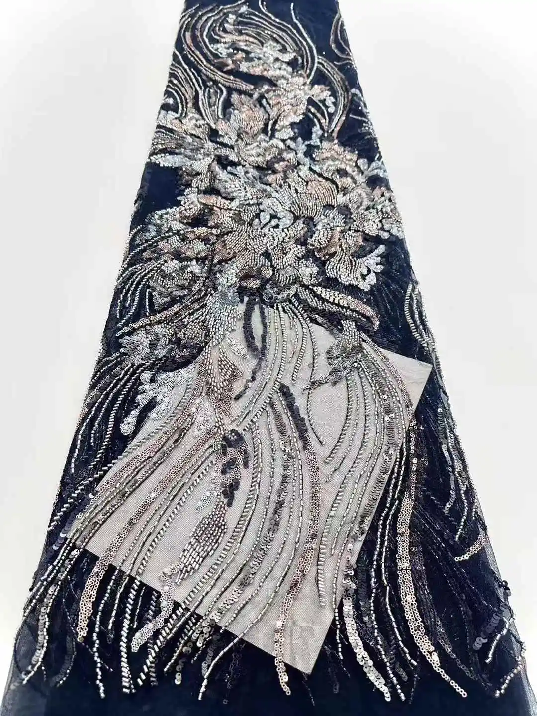 

Африканская кружевная ткань с бисером, 2025 г., красивая французская кружевная ткань, сетка, нигерийская кружевная ткань с блестками для женщин, свадебное платье