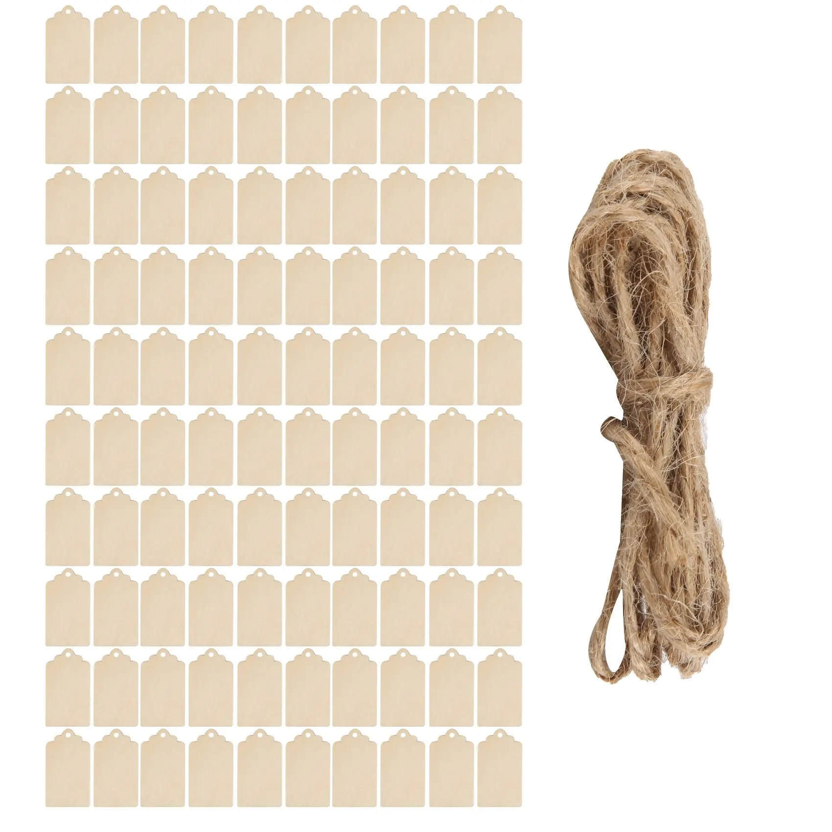 ABNQ 100 Pcs Wood Tag, 2.7 x 1.5 Inch Unfinished Wooden Tags with Hole,for Hanging & Wedding Decor,Craft Projects