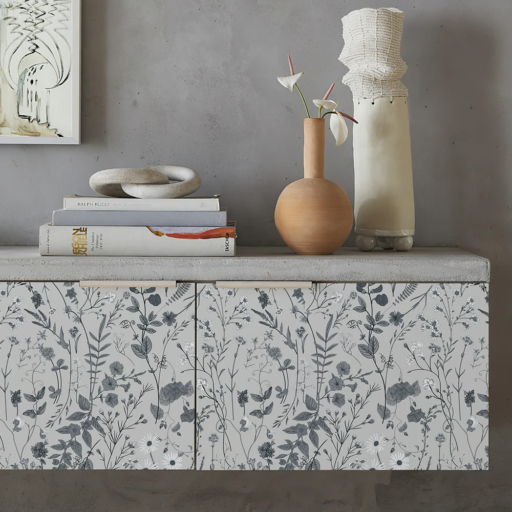 ورق حائط من كلوريد البولي فينيل الأخضر المزهر ، كلاسيكي ، عتيق ، مظلم ، أثاث ، ملصق خزانة ، مقاوم للماء ، حمام ، مطبخ ، ورق اتصال