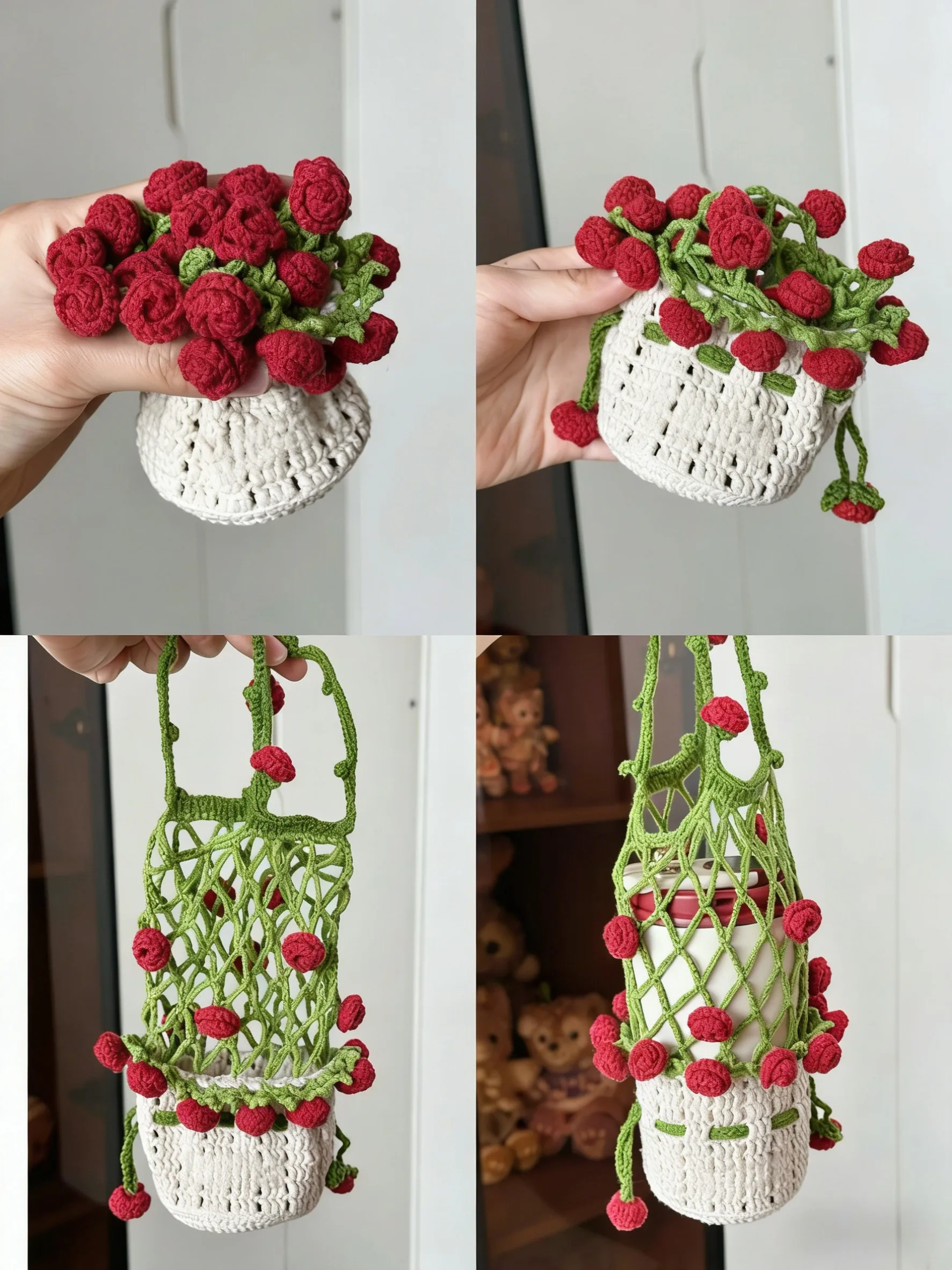 kit-de-material-para-croche-diy-suporte-de-copo-em-malha-com-buque-de-rosas-tricotado-a-mao-presente-relaxante-ganchos-inc