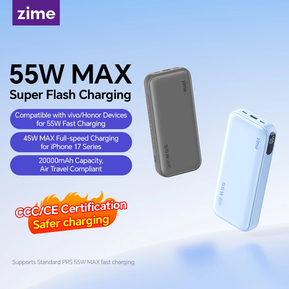 

Оригинальный портативный цифровой компактный внешний аккумулятор zime Z1Y с быстрой зарядкой для iPhone, планшетов и ноутбуков