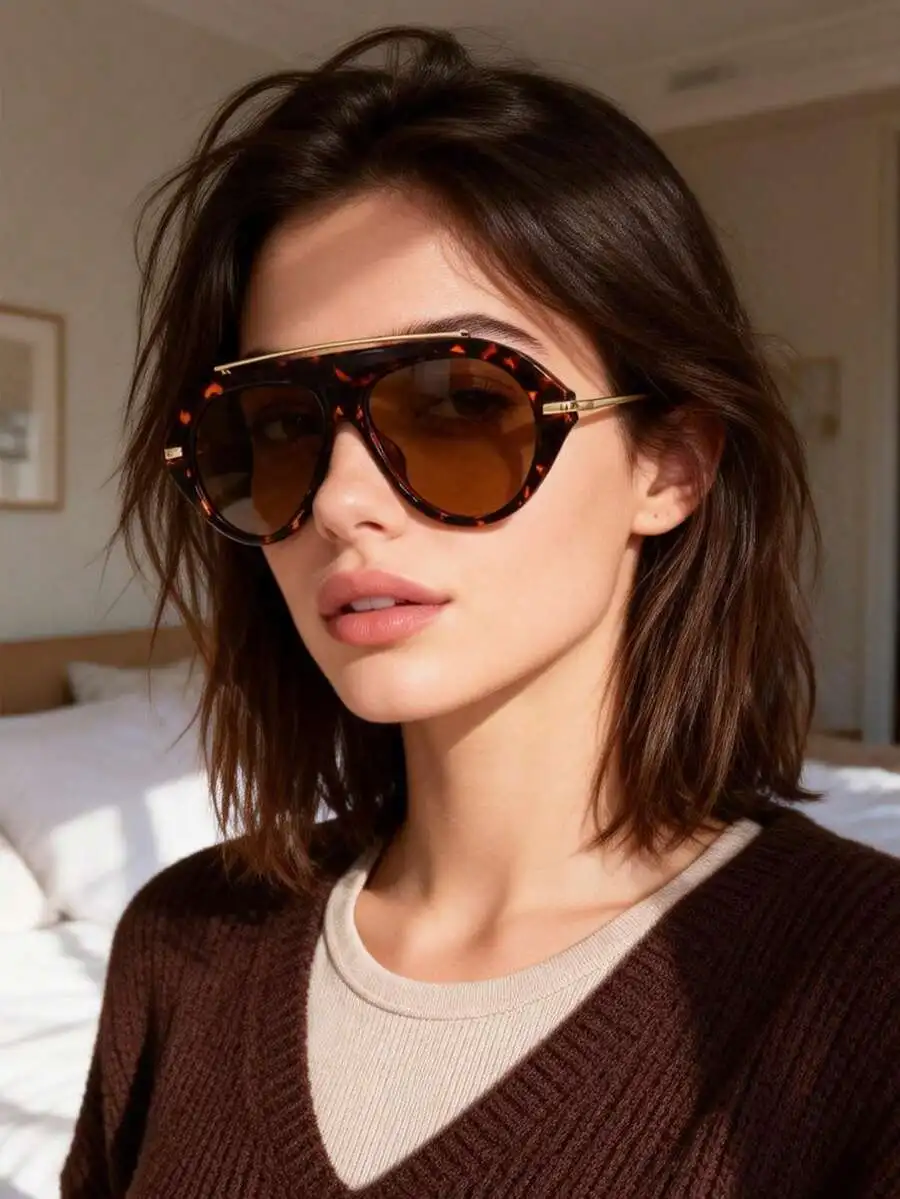 

Women Retro Aviator Eyewear, Large Frame Design, High Quality for Daily Street Wear