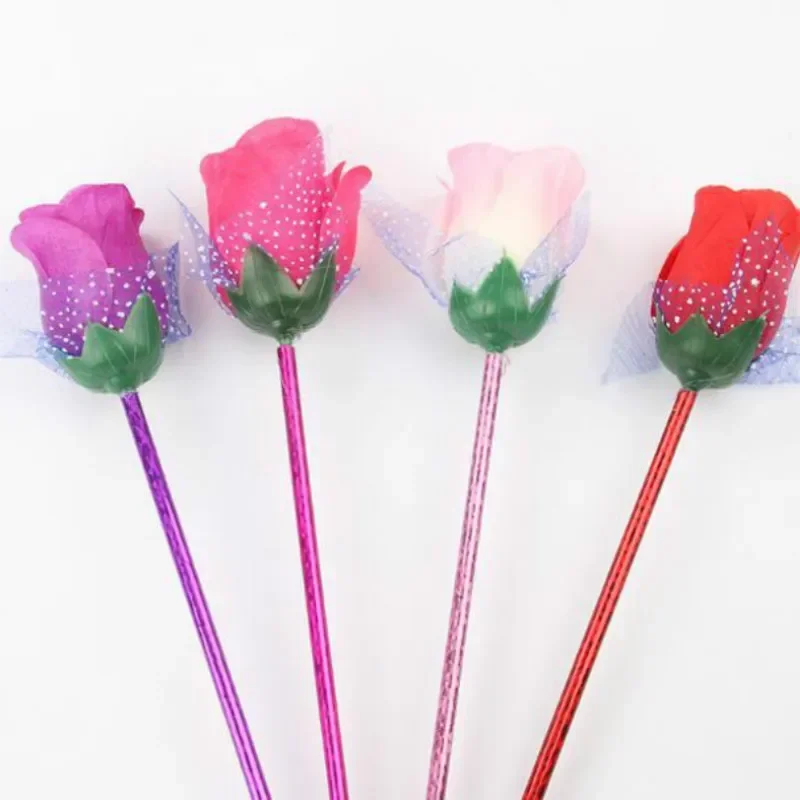 A50PCS Cartoon Creative Ballpoint Pen Cute Rose Ballpoint Pen Cartoon Students Learning Writing Office Stationery Supplies