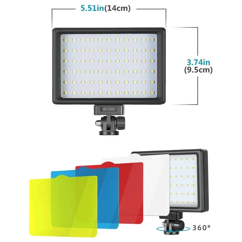 Junnx-filtro de 4 colores, iluminación fotográfica RGB de 2 piezas, luz de relleno de 66 LED con soporte de trípode ajustable