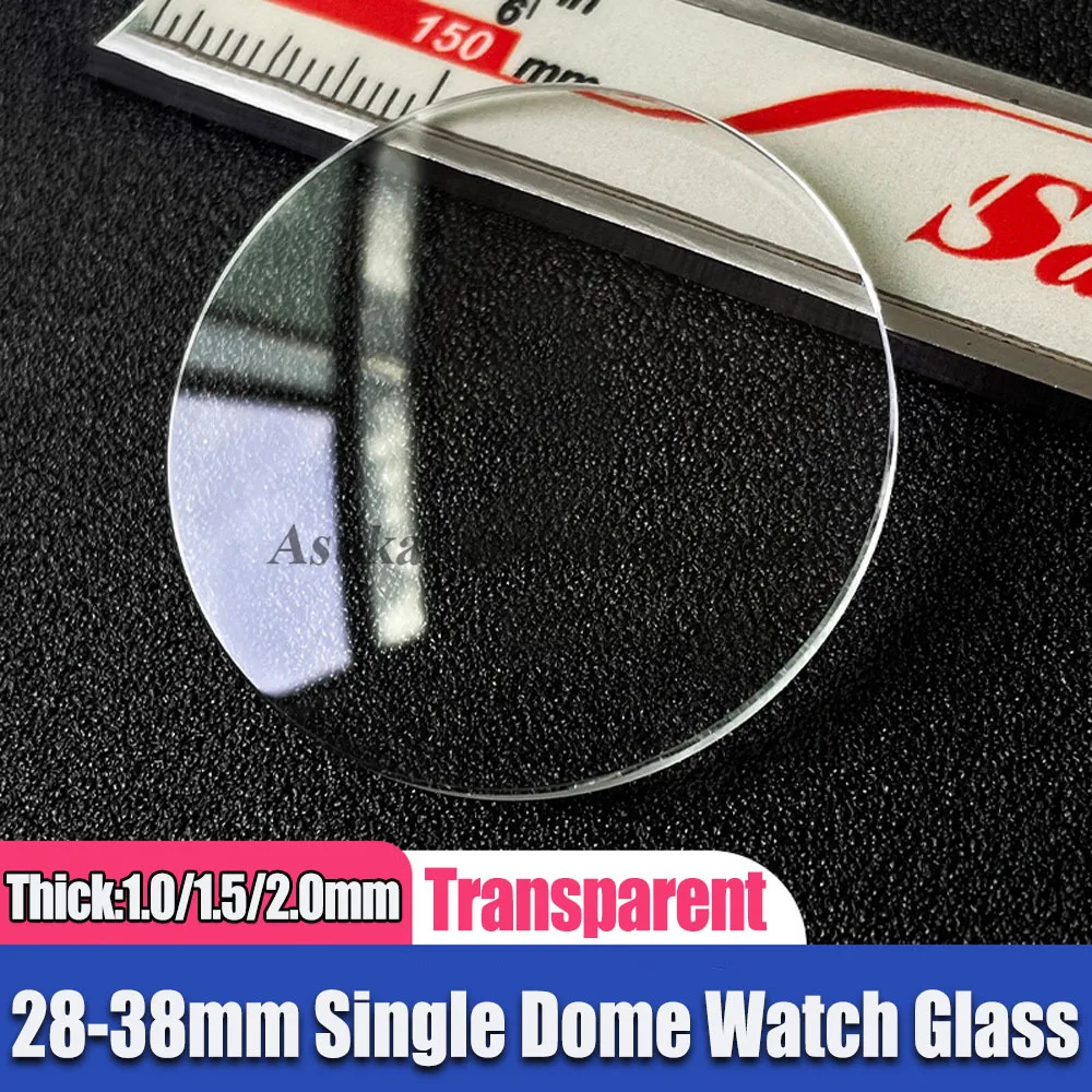 Accesorios de cristal para reloj, espejo redondo de una sola cúpula, 1,0/1,5/2,0mm de espesor 28mm 29mm 30mm 31mm 32mm 33mm 34mm 35mm 36mm 37mm 38mm