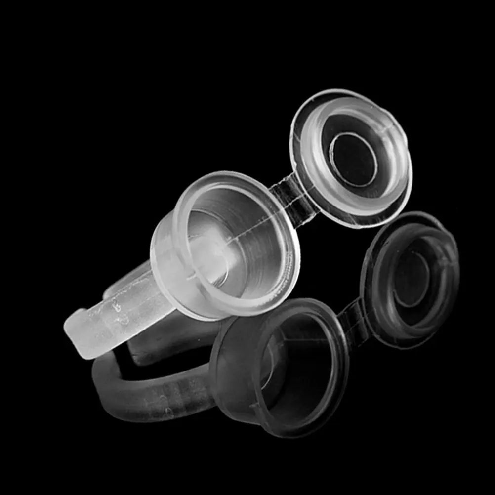 

50 шт. Профессиональные гибкие пластиковые колпачки-кольца для чернил, держатели пигментов для тату, макияжа, микроблейдинга, аксессуары для клея и чернил