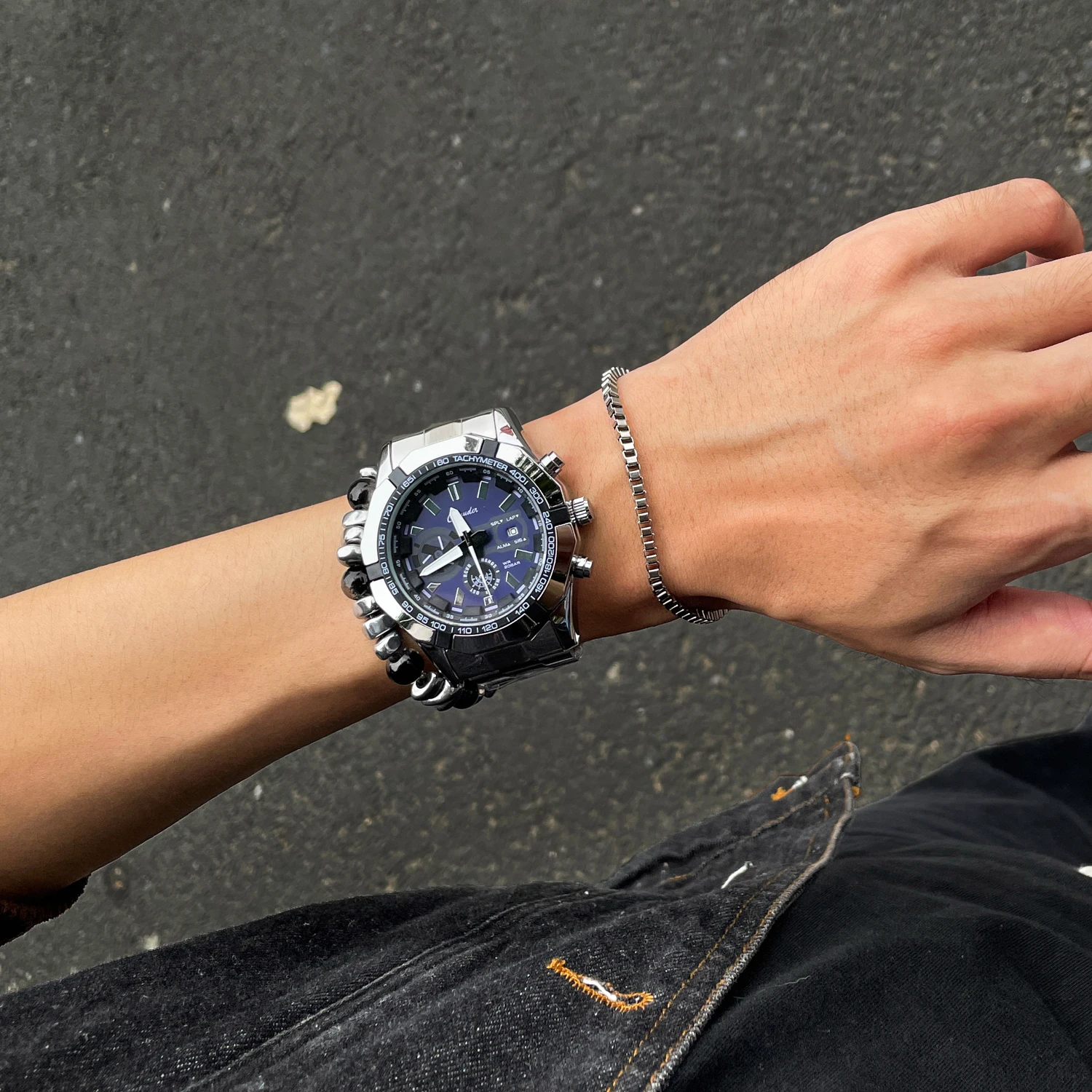 

CILOA blue round brand genuine watch men 2025 new trend fashion light luxury gift stainless steel waterproof quartz watch