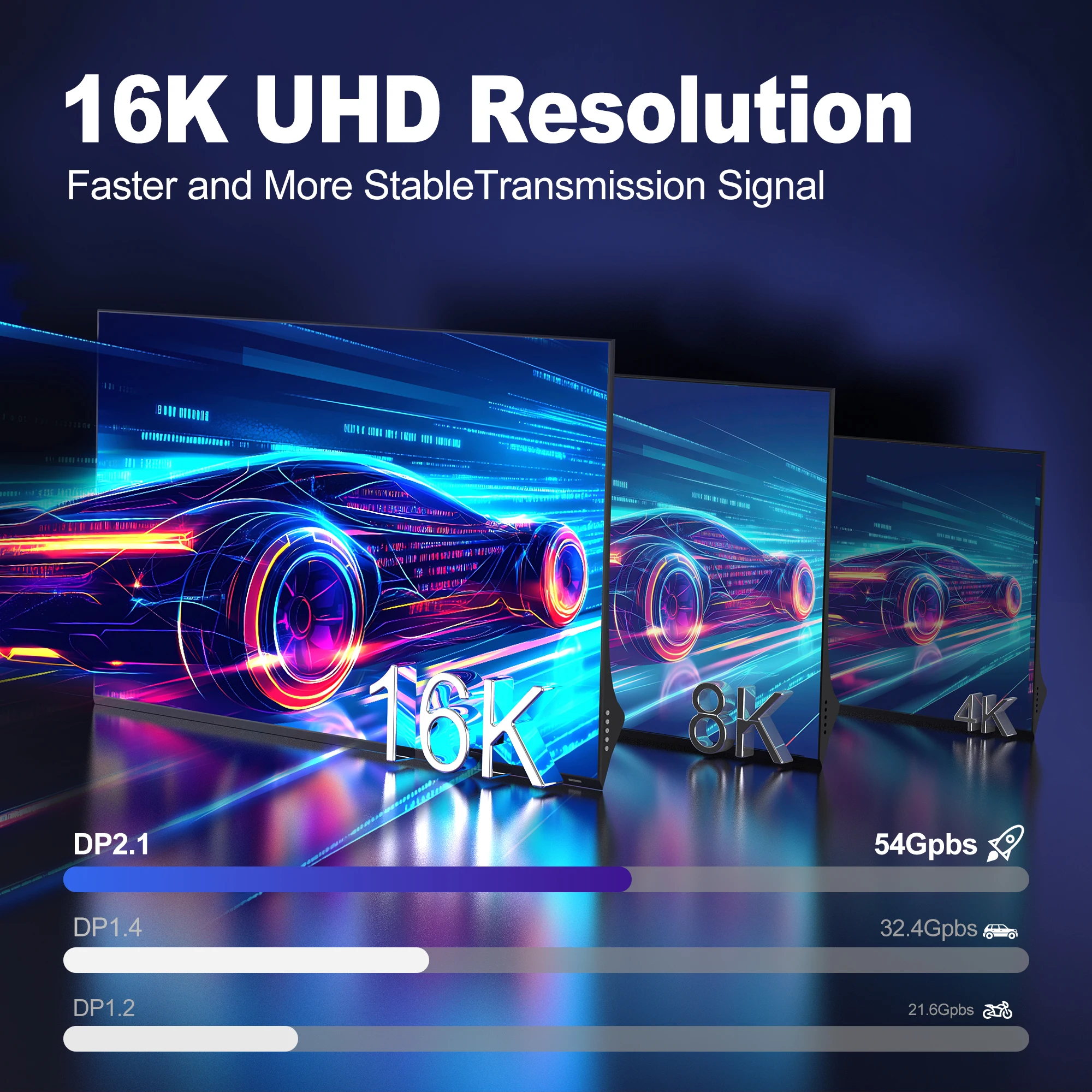 16K USB C-auf-DisplayPort-Kabel 8K@60Hz 4K@120Hz Typ-C auf DP Audio-Visual-Übertragungskabel für Thunderbolt 4/3 für MacBook – Detail 7