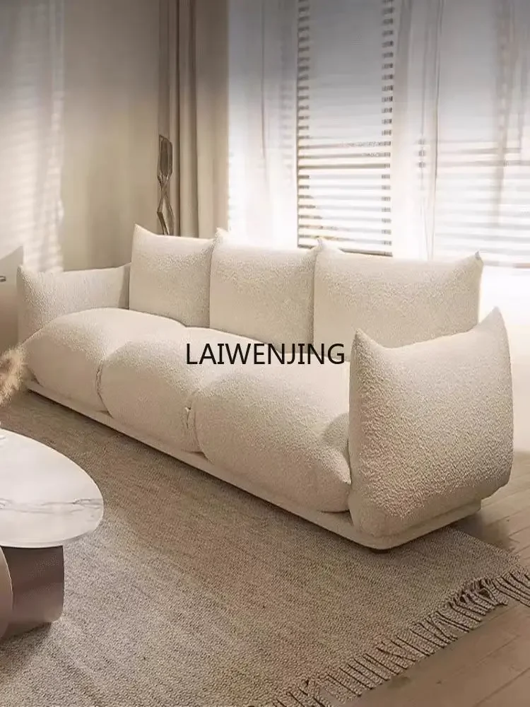 SGF light luxury lamb wool sofa wabi sand wind sofa living room straight row