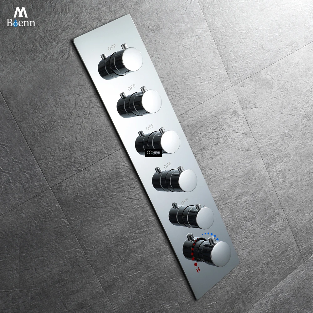 Bathroom Shower Mixing Valves Thermostatic Mixer Faucet Big Water Flow Shower Faucet Brass Chrome Shower Controller 6 Functions