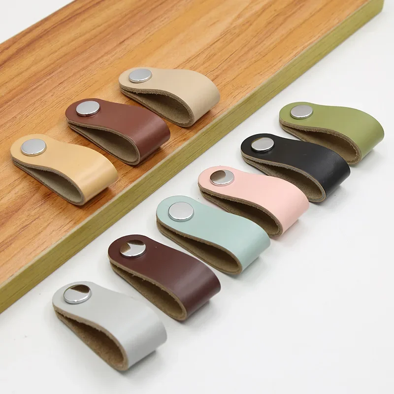 9 Colors Nordic Furniture Drawer Knob Silver Wardrobe Cupboard Cabinet Handle Door Pulls Eco-Friendly Artificial Leather