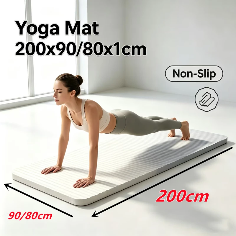 Oversized Non‑Slip Exercise Yoga Mat 200x90/80cm 1cm Thick Cushioned Sports Mat Pilates Home Gym Fitness Daily Workout Training