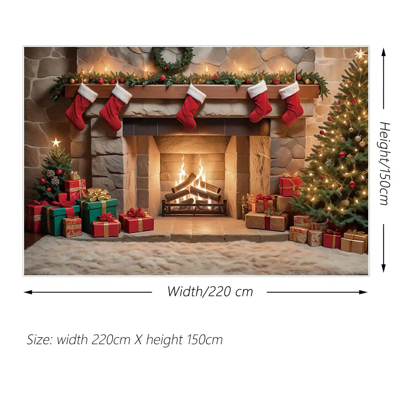 MOON.QG-خلفيات إطار موقد عيد الميلاد ، خلفيات شجرة مدفأة داخلية مزخرفة ، إكسسوارات تصوير حفلات ، هدية