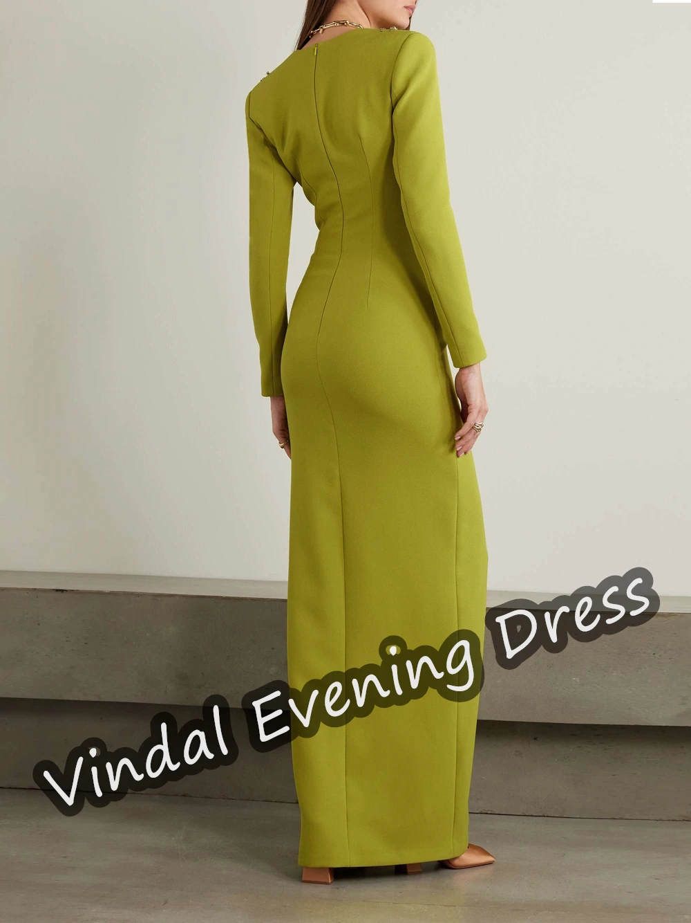 Vindal Sweetheart Neckline Evening Dress Ankle Length Mermaid Sexy Built-in Bra Crepe Saudi Arabia Long Sleeves For Woman 2024