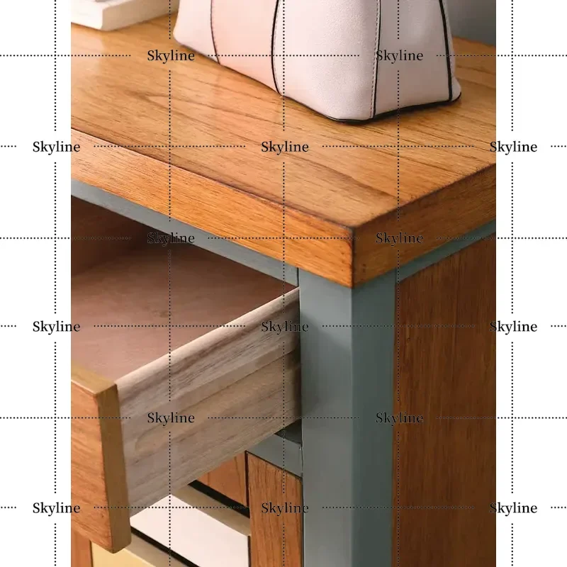 American Farmhouse Solid Wood Shoe Cabinet, Entryway Storage Locker with Drawer, Tipping Bucket Retro Design for Small Apartment