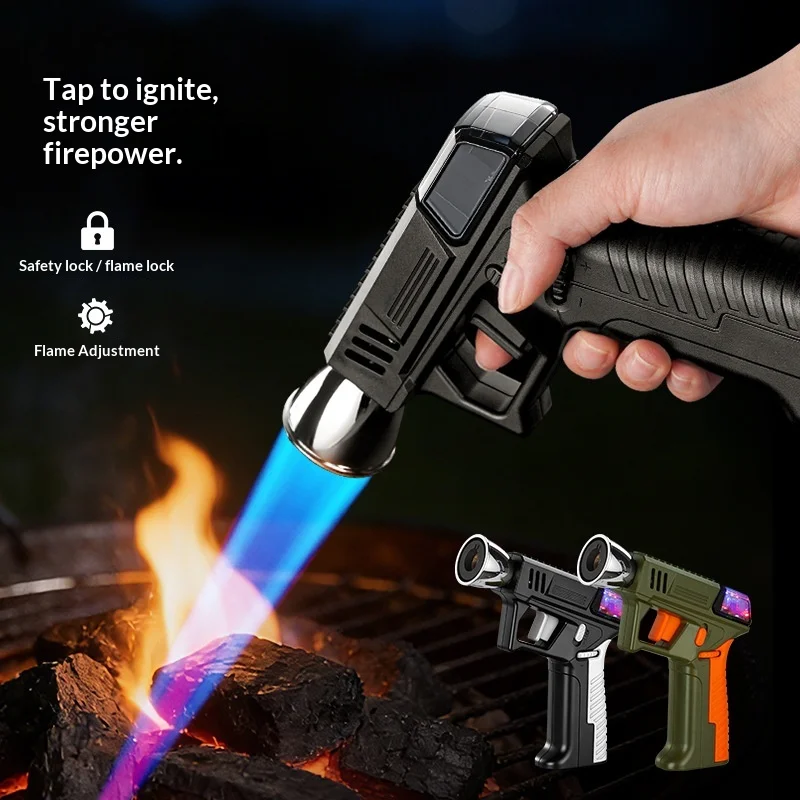 2026 Colorful Light Bright Firepower Spray Gun Windproof Blue Flame Butane Gas Turbine Lighter BBQ Kitchen USB Electric Lighters