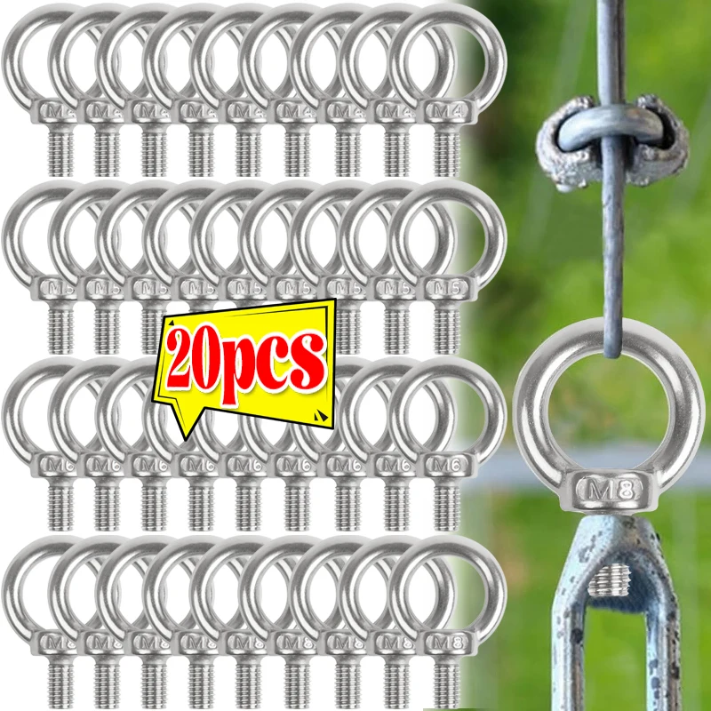 

Stainless Steel Lifting Eye Bolts M4 M5 M6 M8 Heavy Duty Round Ring Bolt Hole Screw for Hanging Fixing Wire Rope Lifting Eyebolt