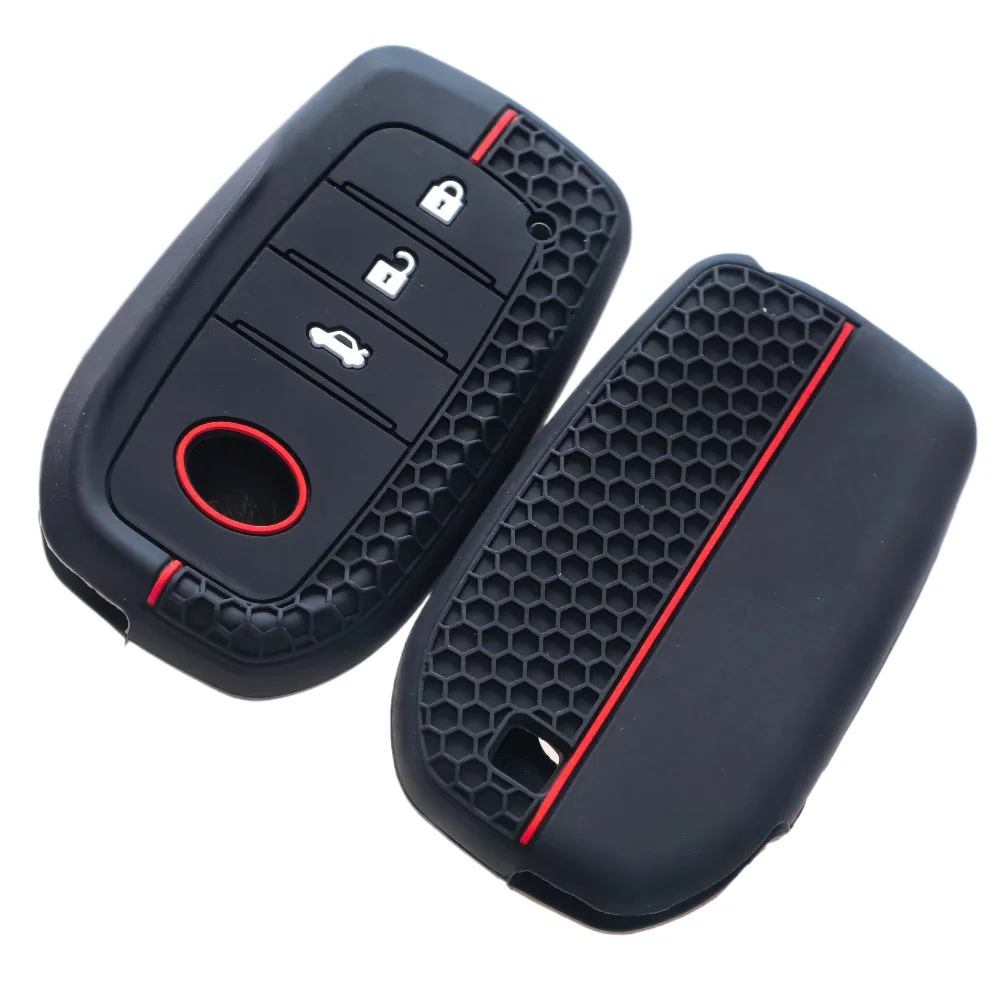 Silicone Car Key Case Cover Chain For Toyota Corolla Hatchback Cross Yaris Cross Prius Hilux Land Cruiser LC200 LC250 LC300