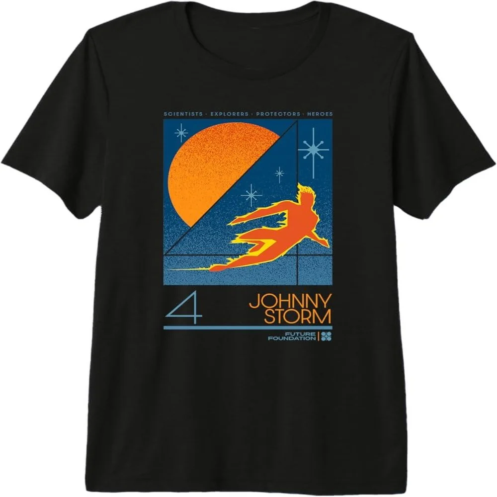 Camiseta gráfica Retro de Johnny Storm, Camiseta corta negra de algodón, diseño Vintage, ropa informal cómoda, varios colores, tamaños disponibles