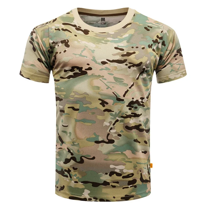 Men's Tactical Shirt Short Sleeve T-shirt Quick Dry Combat T Shirt Paintball Clothing Hunting Hiking Camouflag O Neck Shirts