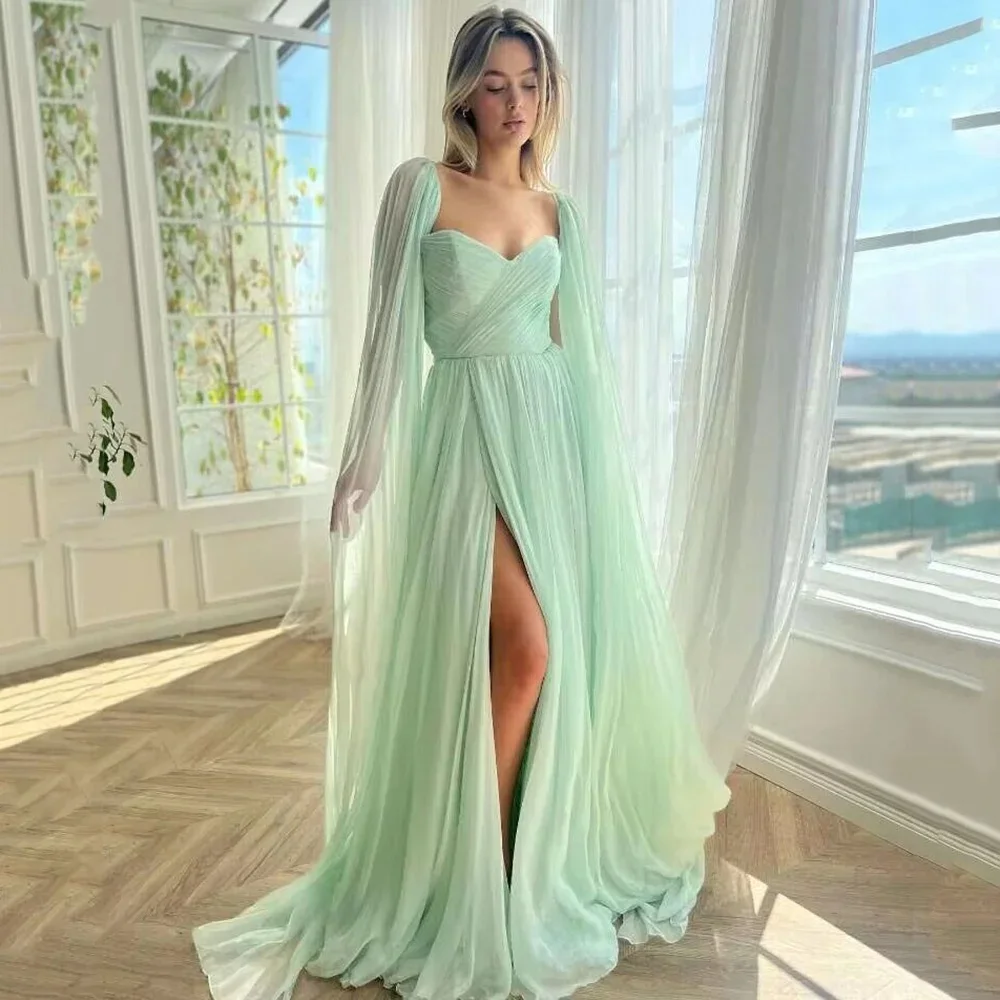 Elegant Prom Dress For Women Split Sweetheart Neck A Line Evening Gowns Floor Length Simple Party Dresses