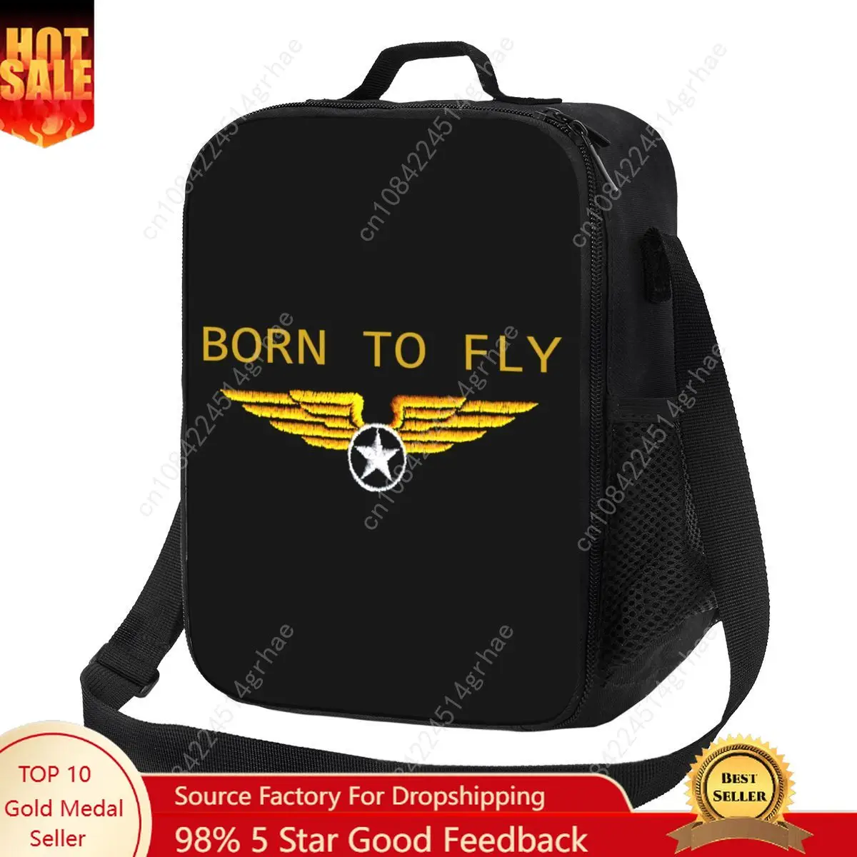 Custom Born To Fly Flight Pilot Insulated Lunch Tote Bag Flying Aviation Aviator Thermal Cooler Food Lunch Box Work School