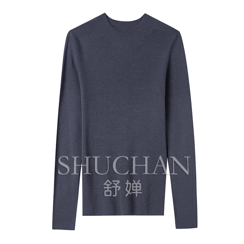 

No pressure sweater island fine seamless one-piece forming wool sweater women's 100 pure wool semi-turtleneck knitted bottoming