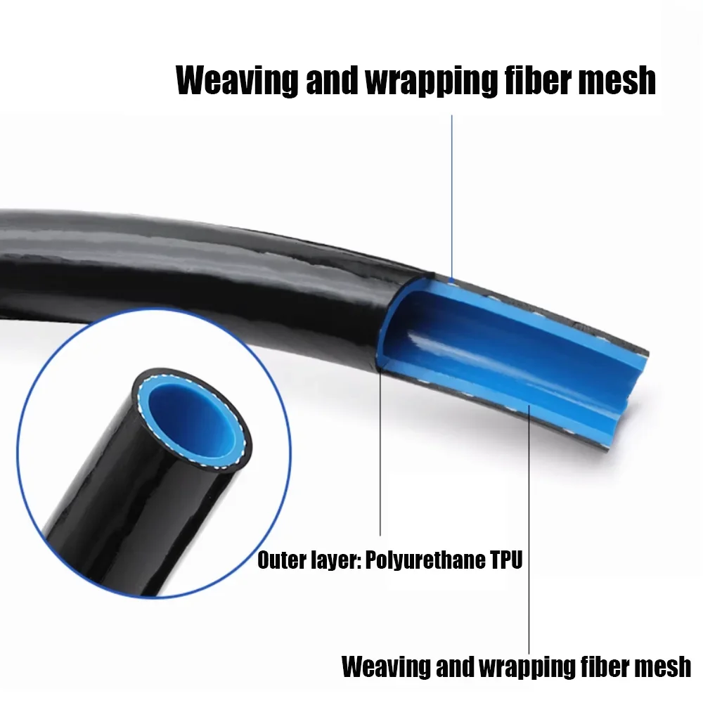 Blcak 1-10M TPU Resin Oil Pipeline Diesel Hose 5/6/8/10/12/14/16/19/22/25mm High Temperature Pressure Explosion-Proof Fuel Hoses